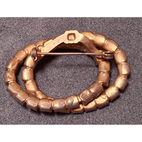 Vintage Black Rhinestone Interlocked Ovals Brooch Pin - Picture 3 of 3